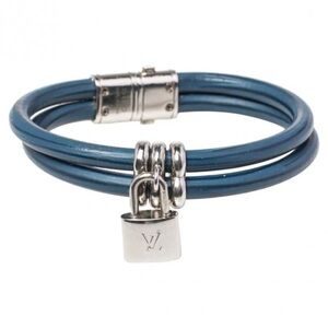 Louis Vuitton Keep it Blue Multi-Strand Cable Bracelet with Silver Padlock